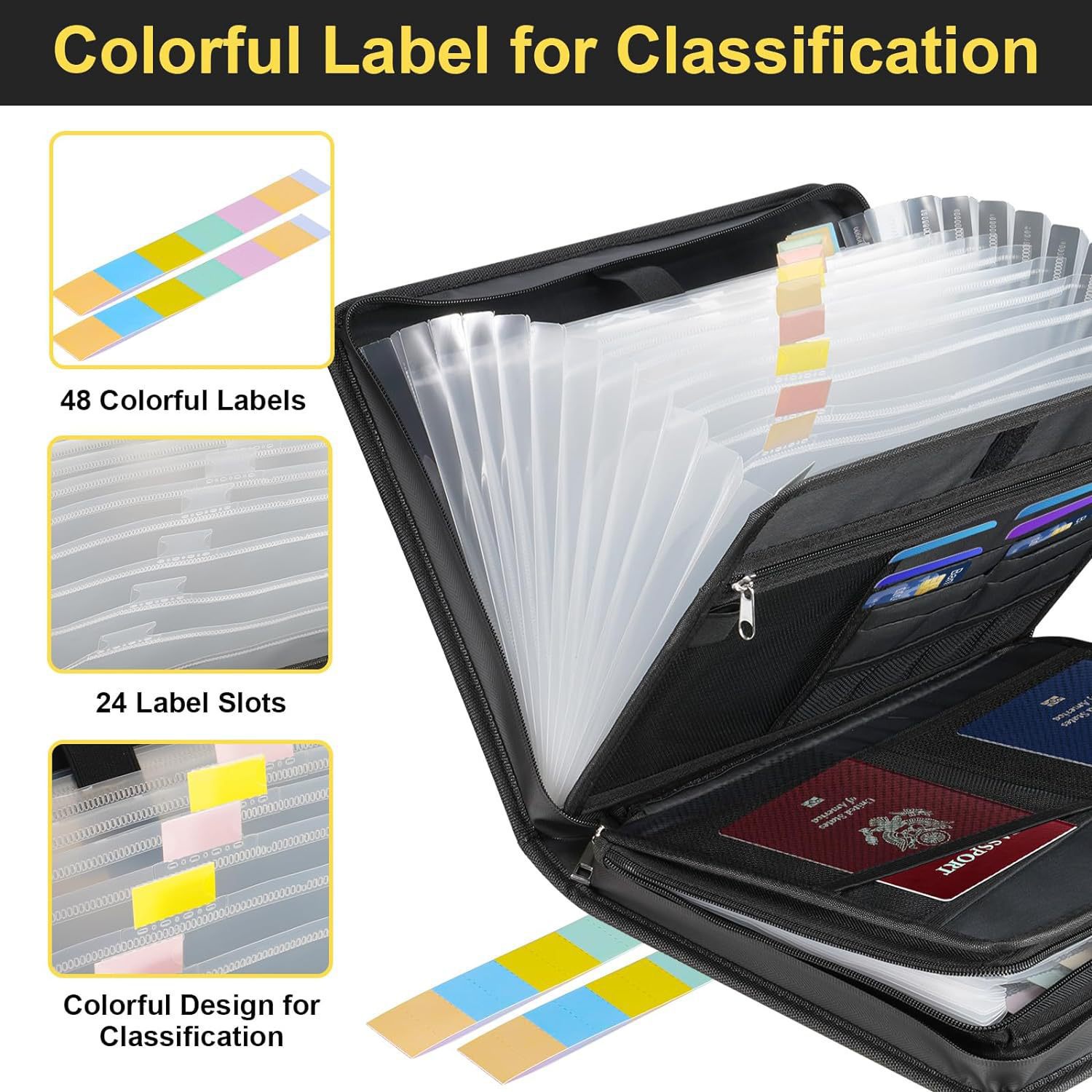 13ポケット付き、ジッパー付き、防水加工の拡張式ファイルフォ - Expandable Accordion File Folder 13 Pockets のレビューと価格