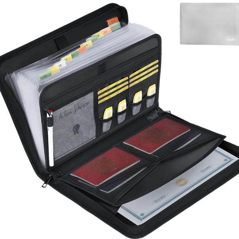 13ポケット付き、ジッパー付き、防水加工の拡張式ファイルフォ - Expandable Accordion File Folder 13 Pockets のレビューと価格