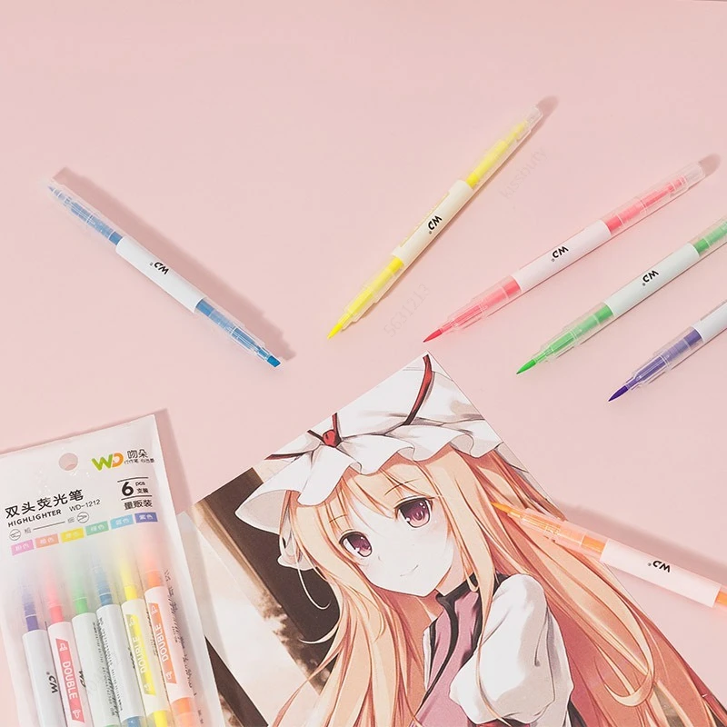 学校用パステルカラー蛍光ペン、ダブルヘッド、ユニークなウィン - Pastel Highlighter Set Double Ended のレビューと価格
